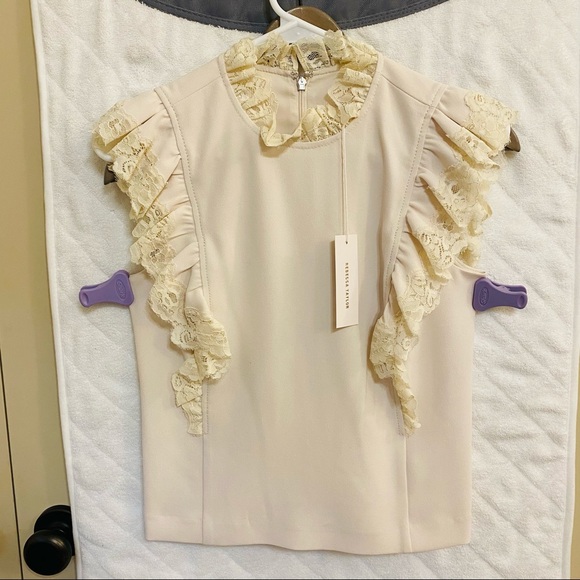 Rebecca Taylor Crepe Lace top NWT - Picture 2 of 6
